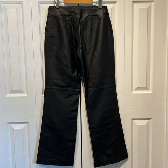 DANIER Black Leather Lined Flare High Rise Pants Size 8 - Picture 6 of 11